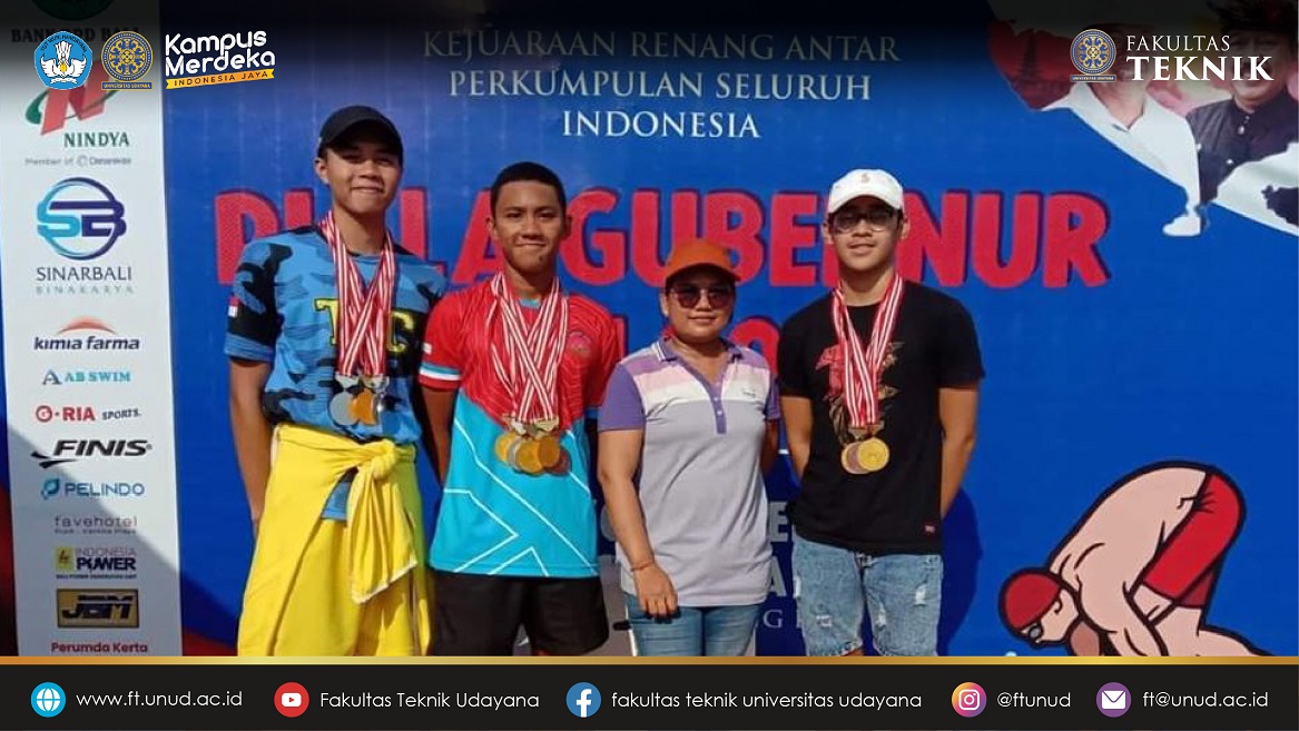 MAHASISWA FAKULTAS TEKNIK UNUD MEMBORONG 9 EMAS DALAM  KEJURNAS RENANG BERTAJUK PIALA GUBERNUR BALI TAHUN 2022